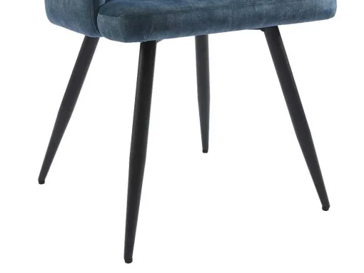 Set Van 2 Stoelen Met Armleuningen Van Stof En Zwart Metaal - Blauw - Kadija