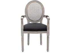 Set Van 2 Stoelen Met Armleuningen - Riet, Stof En Heveahout - Zwart - Antoinette