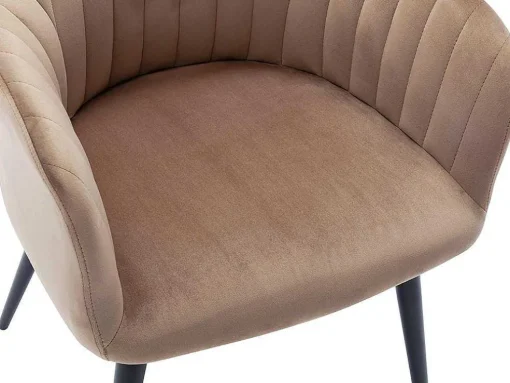 Set Van 2 Stoelen Met Armleuningen Eleana - Fluweel En Zwart Metaal - Beige