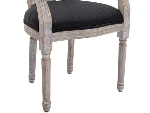 Set Van 2 Stoelen Met Armleuningen - Riet, Stof En Heveahout - Zwart - Antoinette