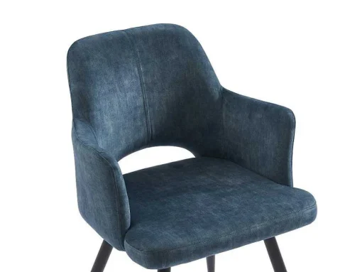 Set Van 2 Stoelen Met Armleuningen Van Stof En Zwart Metaal - Blauw - Kadija