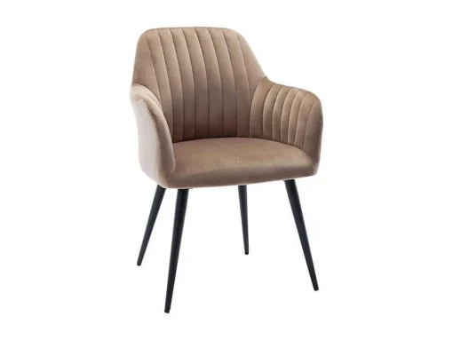 Set Van 2 Stoelen Met Armleuningen Eleana - Fluweel En Zwart Metaal - Beige