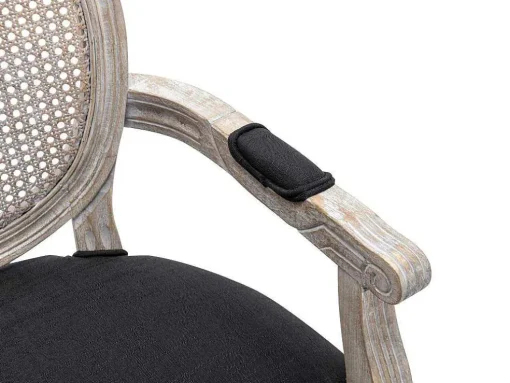 Set Van 2 Stoelen Met Armleuningen - Riet, Stof En Heveahout - Zwart - Antoinette