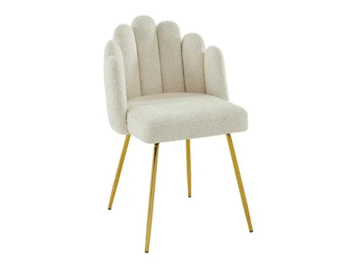 Set Van 2 Stoelen Van Bouclestof En Goudkleurig Metaal - Cremewit - Altinam Van Pascal Morabito