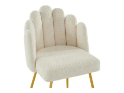 Set Van 2 Stoelen Van Bouclestof En Goudkleurig Metaal - Cremewit - Altinam Van Pascal Morabito