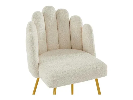 Set Van 2 Stoelen Van Bouclestof En Goudkleurig Metaal - Cremewit - Altinam Van Pascal Morabito