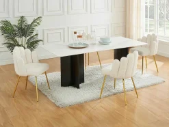 Set Van 2 Stoelen Van Bouclestof En Goudkleurig Metaal - Cremewit - Altinam Van Pascal Morabito