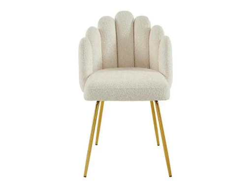 Set Van 2 Stoelen Van Bouclestof En Goudkleurig Metaal - Cremewit - Altinam Van Pascal Morabito