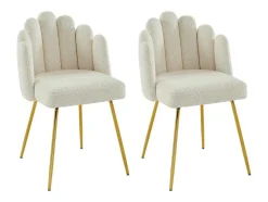 Set Van 2 Stoelen Van Bouclestof En Goudkleurig Metaal - Cremewit - Altinam Van Pascal Morabito