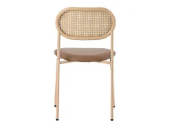 Set Van 4 Stoelen Van Kunstleer En Rotan - Metalen Poten - Bruin