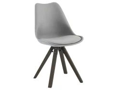 Set Van 6 Stoelen Van Polypropyleen En Beuken - Grijs En Donker Naturel - Serani