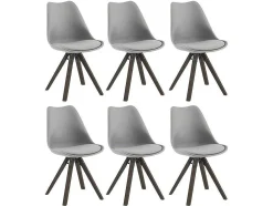 Set Van 6 Stoelen Van Polypropyleen En Beuken - Grijs En Donker Naturel - Serani