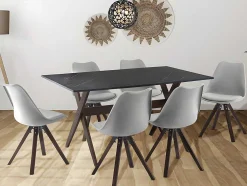 Set Van 6 Stoelen Van Polypropyleen En Beuken - Grijs En Donker Naturel - Serani