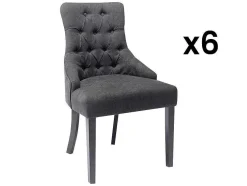Set Van 6 Stoelen Van Stof En Heveahout - Grijs - Mervia