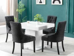 Set Van 6 Stoelen Van Stof En Heveahout - Grijs - Mervia