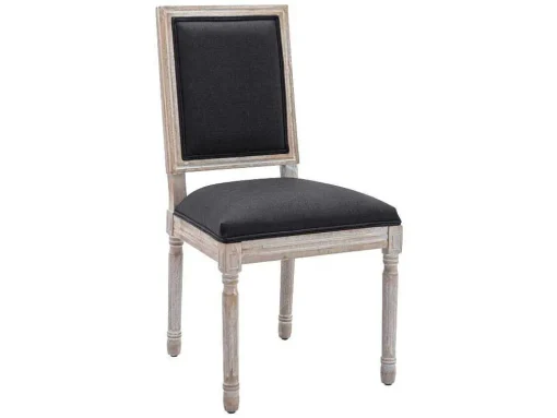 Set Van 2 Stoelen Van Stof En Heveahout - Zwart - Amboisette