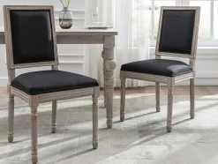 Set Van 2 Stoelen Van Stof En Heveahout - Zwart - Amboisette