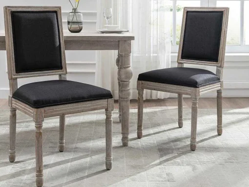 Set Van 2 Stoelen Van Stof En Heveahout - Zwart - Amboisette