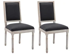 Set Van 2 Stoelen Van Stof En Heveahout - Zwart - Amboisette