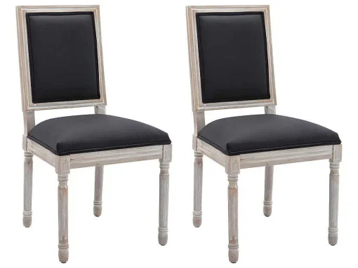 Set Van 2 Stoelen Van Stof En Heveahout - Zwart - Amboisette