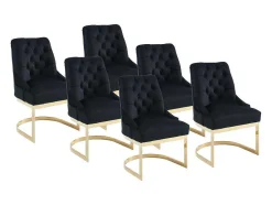 Set Van 6 Stoelen Van Velours En Goudkleurig Roestvrij Staal - Zwart - Porilaso Van Pascal Morabito