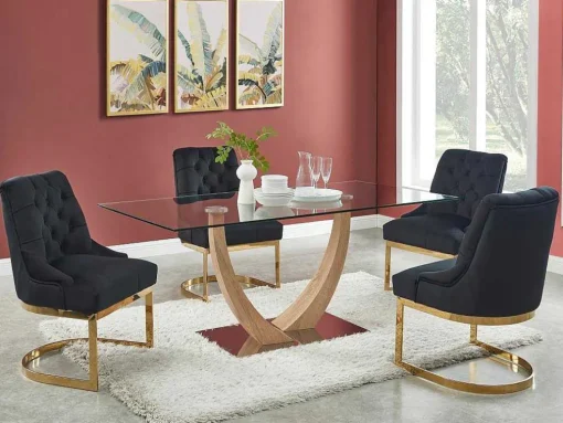 Set Van 6 Stoelen Van Velours En Goudkleurig Roestvrij Staal - Zwart - Porilaso Van Pascal Morabito