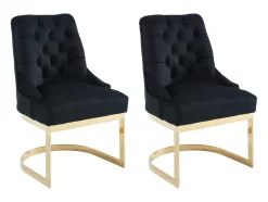 Set Van 2 Stoelen Van Velours En Goudkleurig Roestvrij Staal - Zwart - Porilaso Van Pascal Morabito