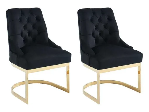 Set Van 2 Stoelen Van Velours En Goudkleurig Roestvrij Staal - Zwart - Porilaso Van Pascal Morabito