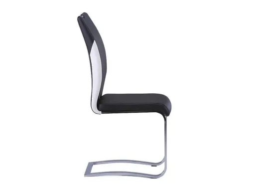 Set Van 4 Stoelen Winch - Zwart / Wit Kunstleer - Poten Van Chroom Metaal