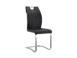 Set Van 4 Stoelen Winch - Zwart / Wit Kunstleer - Poten Van Chroom Metaal