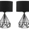 Set Van 2 Tafellampen Van Metaal Met Stoffen Kap - Zwart - H41 Cm - Anaia