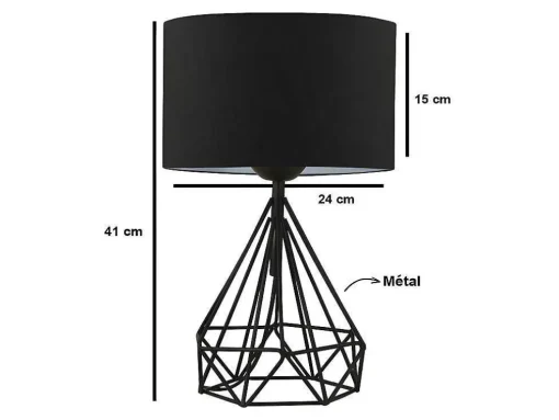 Set Van 2 Tafellampen Van Metaal Met Stoffen Kap - Zwart - H41 Cm - Anaia
