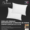 Set Van 2 Traagschuim Hoofdkussen 50 X 70 Cm - Perkaal Katoen - 91 Draden/Cm - 750 Gr - Wit - Auxence
