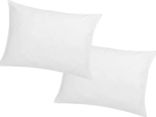 Set Van 2 Traagschuim Hoofdkussen 50 X 70 Cm - Perkaal Katoen - 91 Draden/Cm - 750 Gr - Wit - Auxence