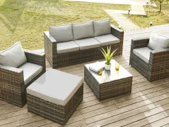 Set Van 2 Tuinstoelen Van Geweven Hars - Grijs - Anori