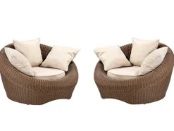 Set Van 2 Tuinstoelen Van Karamelkleurig Gevlochten Hars - Whiteheaven