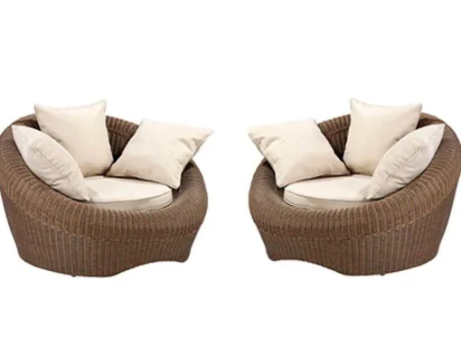 Set Van 2 Tuinstoelen Van Karamelkleurig Gevlochten Hars - Whiteheaven