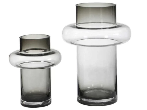 Set Van 2 Vazen Van Getint Glas - D25 X H30 Cm - Glas - Gerookt Grijs - Valoit