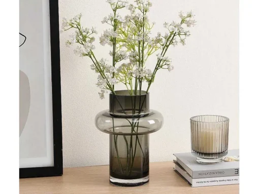 Set Van 2 Vazen Van Getint Glas - D25 X H30 Cm - Glas - Gerookt Grijs - Valoit
