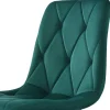 Set Van 4 Velvet Stoelen - Metalen Structuur - Ruitpatroon - Groen