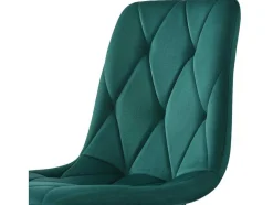 Set Van 4 Velvet Stoelen - Metalen Structuur - Ruitpatroon - Groen