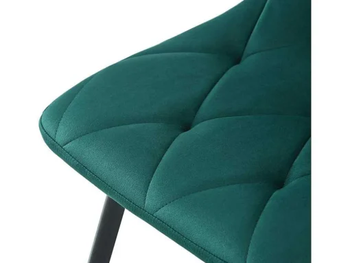 Set Van 4 Velvet Stoelen - Metalen Structuur - Ruitpatroon - Groen