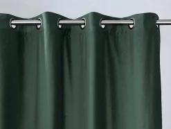 Set Van 2 Verduisterende Gordijnen Van Velours - L135 X H250 Cm - Groen Met Zilverkleurige Ogen - Darrel