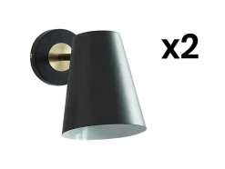 Set Van 2 Vintage Wandpanelen - Ijzer - H. 33 Cm - Zwart - Trevis