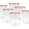 Set Van 6 Waterglazen Met Oranje Rand - 31,5 Cl - D. 8 X H. 9,5 Cm - Azuran