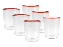 Set Van 6 Waterglazen Met Oranje Rand - 31,5 Cl - D. 8 X H. 9,5 Cm - Azuran