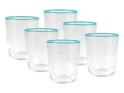 Set Van 6 Waterglazen Met Een Blauwe Rand Van 31,5 Cl - D. 8 X H. 9,5 Cm - Azuran
