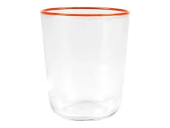 Set Van 6 Waterglazen Met Oranje Rand - 31,5 Cl - D. 8 X H. 9,5 Cm - Azuran