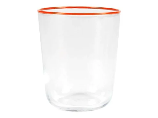 Set Van 6 Waterglazen Met Oranje Rand - 31,5 Cl - D. 8 X H. 9,5 Cm - Azuran