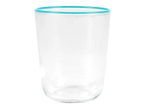 Set Van 6 Waterglazen Met Een Blauwe Rand Van 31,5 Cl - D. 8 X H. 9,5 Cm - Azuran